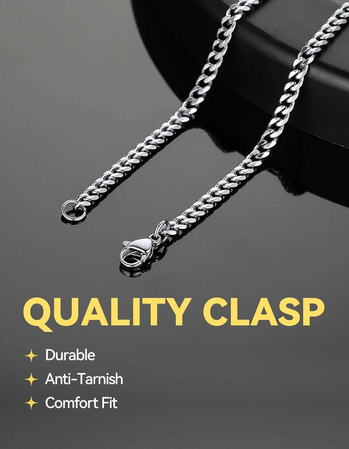 imageChainsHouse Cuban Link Bracelet for Men Stainless Steel Mens Bracelet 3MM6MM9MM12MM Width Cuban Chain Wrist Bracelets 63quot83quot Length Send Gift BoxA3MMStainless
