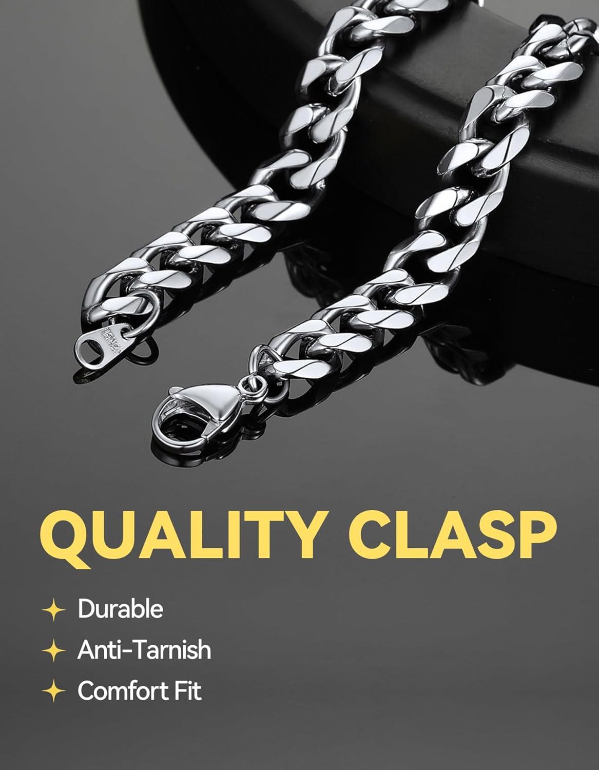 imageChainsHouse Cuban Link Bracelet for Men Stainless Steel Mens Bracelet 3MM6MM9MM12MM Width Cuban Chain Wrist Bracelets 63quot83quot Length Send Gift BoxC9MMStainless