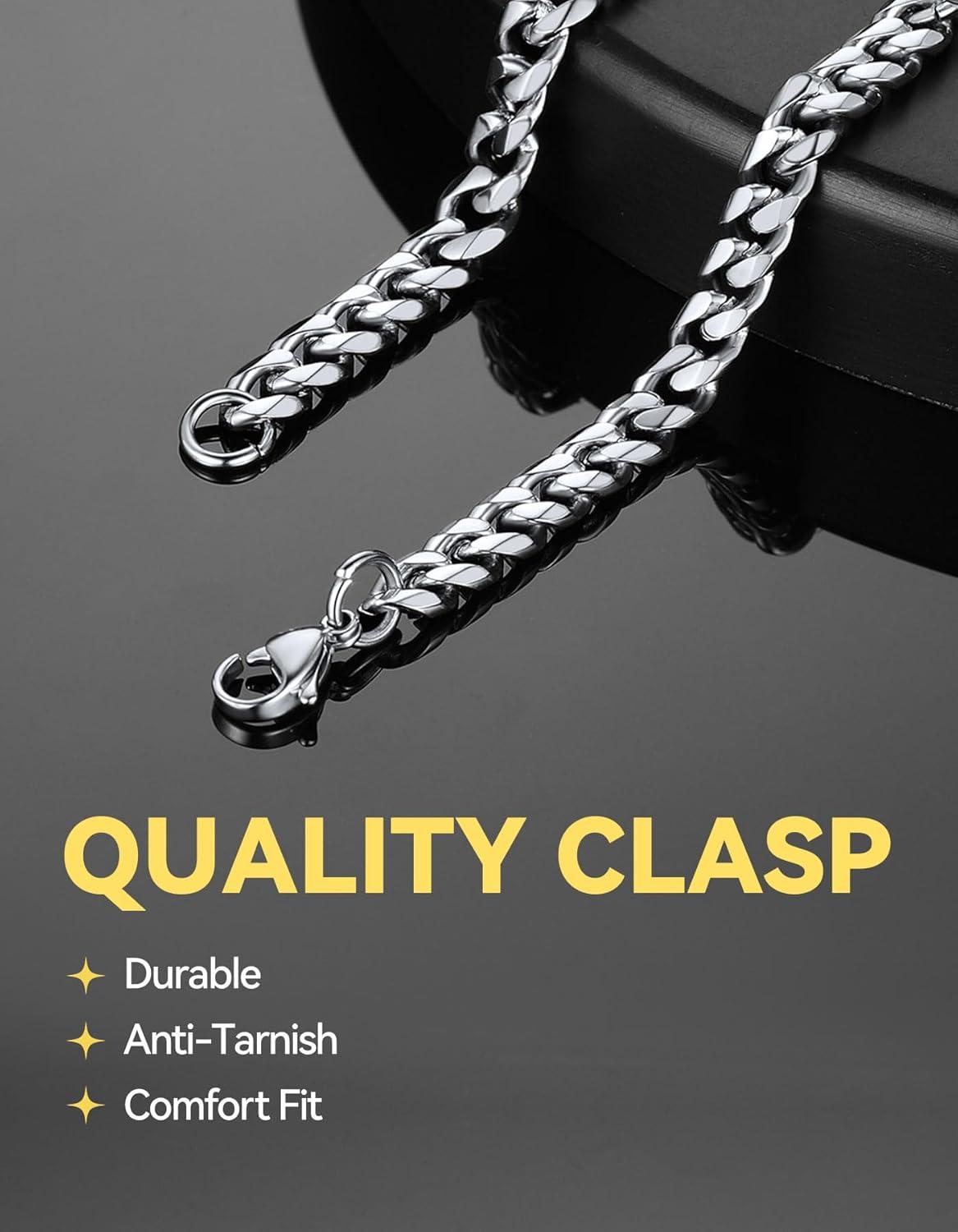 imageChainsHouse Cuban Link Bracelet for Men Stainless Steel Mens Bracelet 3MM6MM9MM12MM Width Cuban Chain Wrist Bracelets 63quot83quot Length Send Gift BoxB6MMStainless