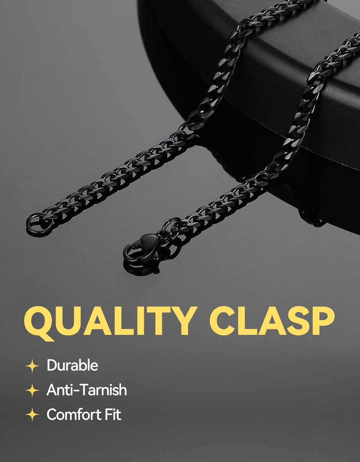 imageChainsHouse Cuban Link Bracelet for Men Stainless Steel Mens Bracelet 3MM6MM9MM12MM Width Cuban Chain Wrist Bracelets 63quot83quot Length Send Gift BoxA3MMBlack