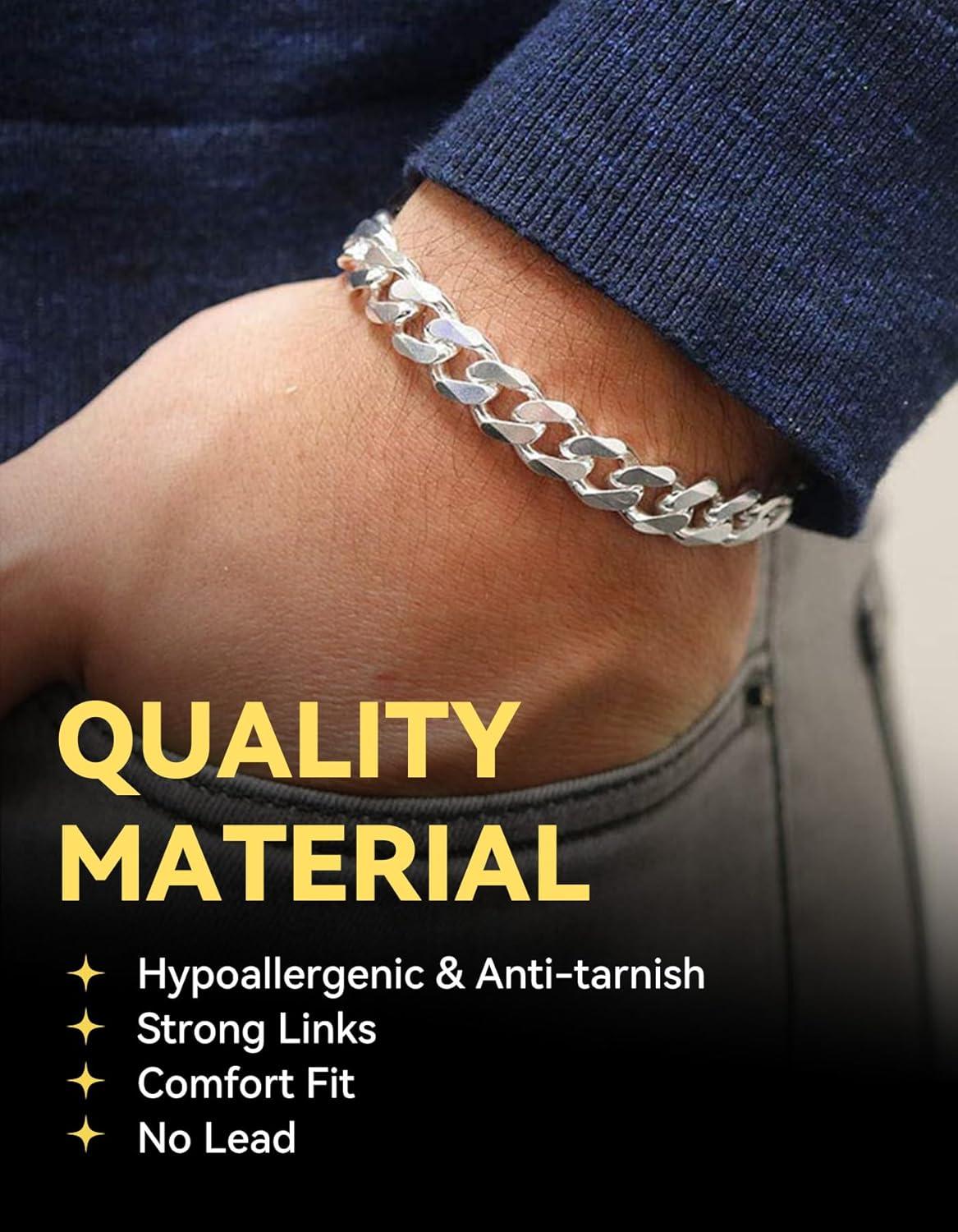imageChainsHouse Cuban Link Bracelet for Men Stainless Steel Mens Bracelet 3MM6MM9MM12MM Width Cuban Chain Wrist Bracelets 63quot83quot Length Send Gift BoxD12MMStainless