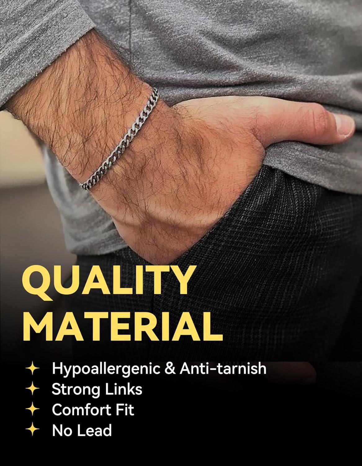 imageChainsHouse Cuban Link Bracelet for Men Stainless Steel Mens Bracelet 3MM6MM9MM12MM Width Cuban Chain Wrist Bracelets 63quot83quot Length Send Gift BoxA3MMStainless