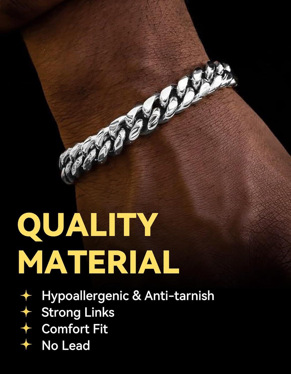 imageChainsHouse Cuban Link Bracelet for Men Stainless Steel Mens Bracelet 3MM6MM9MM12MM Width Cuban Chain Wrist Bracelets 63quot83quot Length Send Gift BoxC9MMStainless