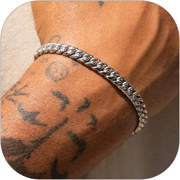 imageChainsHouse Cuban Link Bracelet for Men Stainless Steel Mens Bracelet 3MM6MM9MM12MM Width Cuban Chain Wrist Bracelets 63quot83quot Length Send Gift BoxB6MMStainless