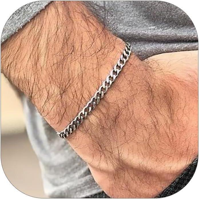 imageChainsHouse Cuban Link Bracelet for Men Stainless Steel Mens Bracelet 3MM6MM9MM12MM Width Cuban Chain Wrist Bracelets 63quot83quot Length Send Gift BoxA3MMStainless