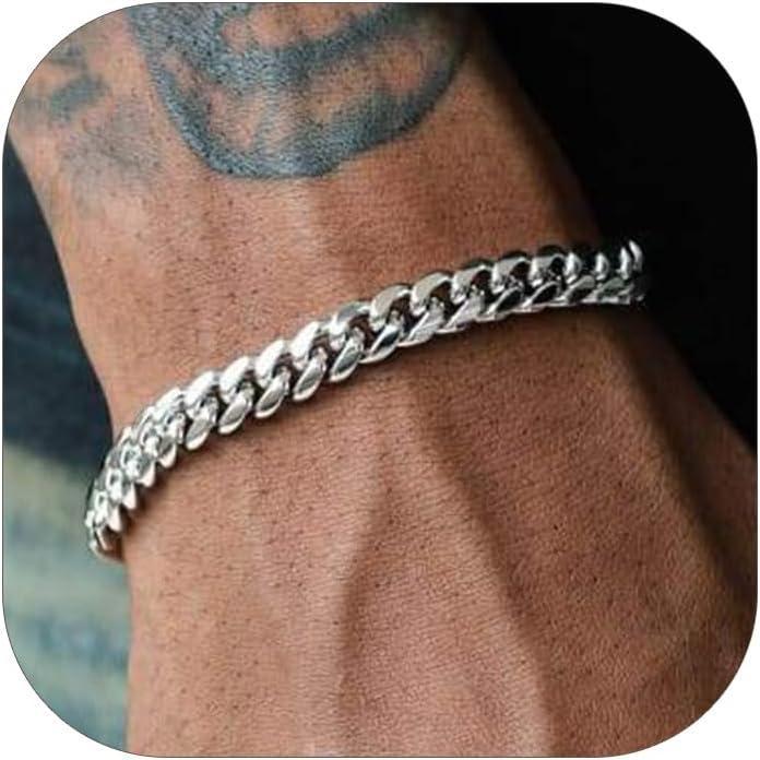 imageChainsHouse Cuban Link Bracelet for Men Stainless Steel Mens Bracelet 3MM6MM9MM12MM Width Cuban Chain Wrist Bracelets 63quot83quot Length Send Gift BoxC9MMStainless