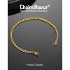ChainsHouse Cuban Link Bracelet for Men, Stainless Steel Mens Bracelet 3MM/6MM/9MM/12MM Width Cuban Chain Wrist Bracelets, 6.3″-8.3″ Length, Send Gift Box(A-3MM-Gold)