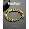 ChainsHouse Cuban Link Bracelet for Men, Stainless Steel Mens Bracelet 3MM/6MM/9MM/12MM Width Cuban Chain Wrist Bracelets, 6.3″-8.3″ Length, Send Gift Box(D-12MM-Gold)