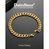 ChainsHouse Cuban Link Bracelet for Men, Stainless Steel Mens Bracelet 3MM/6MM/9MM/12MM Width Cuban Chain Wrist Bracelets, 6.3″-8.3″ Length, Send Gift Box(C-9MM-Gold)