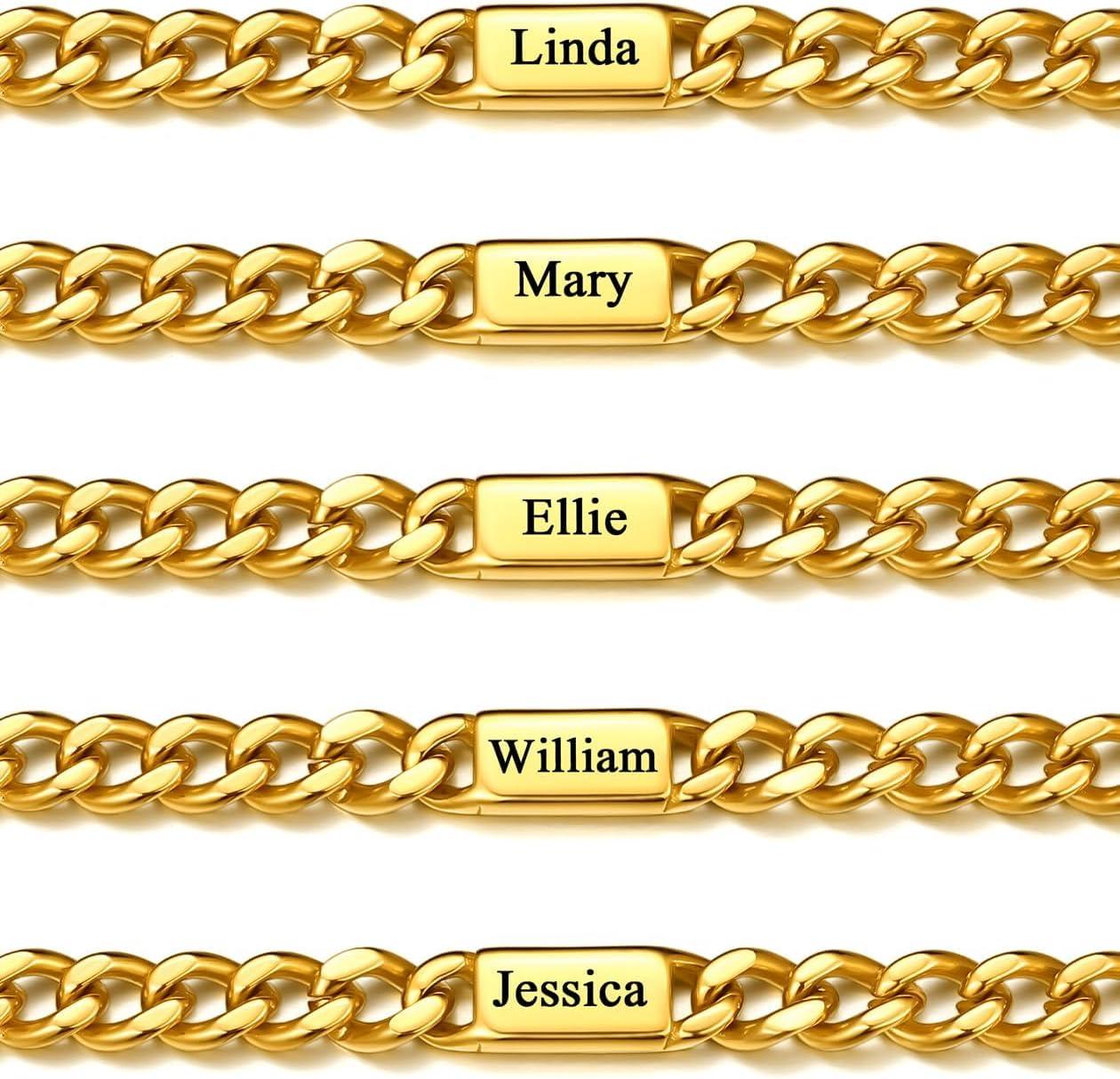 imageChainsHouse Custom Name Necklace Personalized Cuban Link Chain for Men Women 15 Name Inscriptions 18202224 Inch with 5cm Extender 5mm7mm Width in SteelGoldBlack Fathers Day with Gift Boxc7mm gold