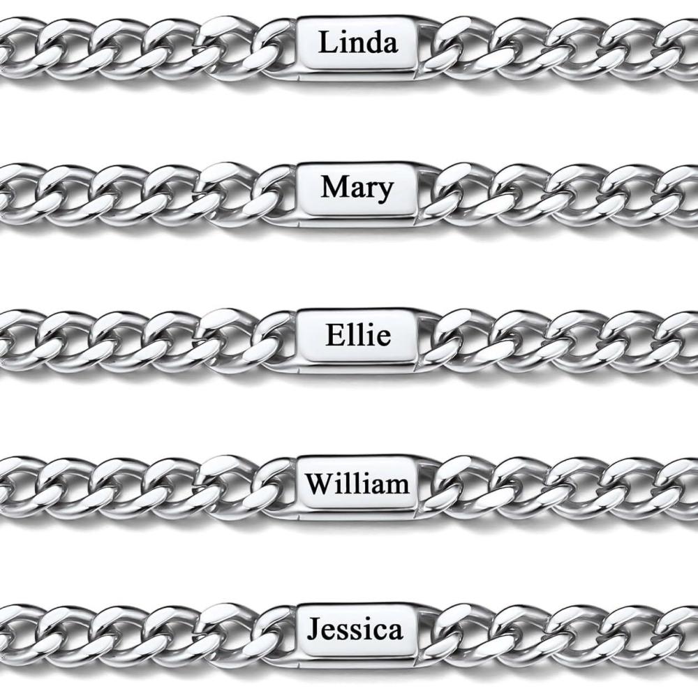 imageChainsHouse Custom Name Necklace Personalized Cuban Link Chain for Men Women 15 Name Inscriptions 18202224 Inch with 5cm Extender 5mm7mm Width in SteelGoldBlack Fathers Day with Gift Boxa5mm steel