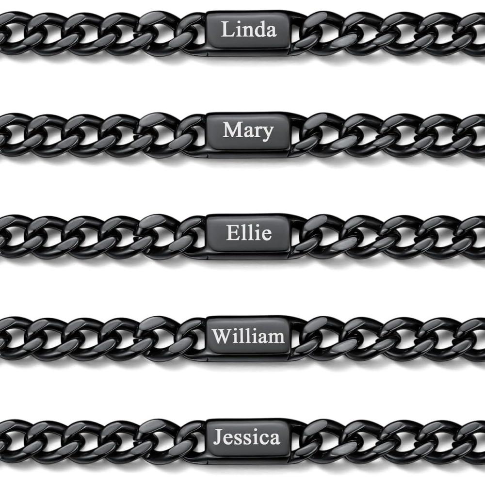 imageChainsHouse Custom Name Necklace Personalized Cuban Link Chain for Men Women 15 Name Inscriptions 18202224 Inch with 5cm Extender 5mm7mm Width in SteelGoldBlack Fathers Day with Gift Boxb5mm black