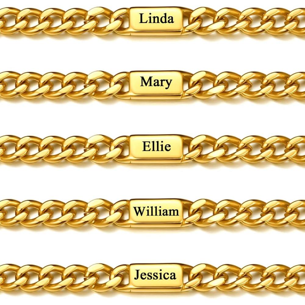 imageChainsHouse Custom Name Necklace Personalized Cuban Link Chain for Men Women 15 Name Inscriptions 18202224 Inch with 5cm Extender 5mm7mm Width in SteelGoldBlack Fathers Day with Gift Boxc7mm gold