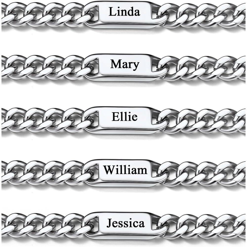 imageChainsHouse Custom Name Necklace Personalized Cuban Link Chain for Men Women 15 Name Inscriptions 18202224 Inch with 5cm Extender 5mm7mm Width in SteelGoldBlack Fathers Day with Gift Boxa7mm steel