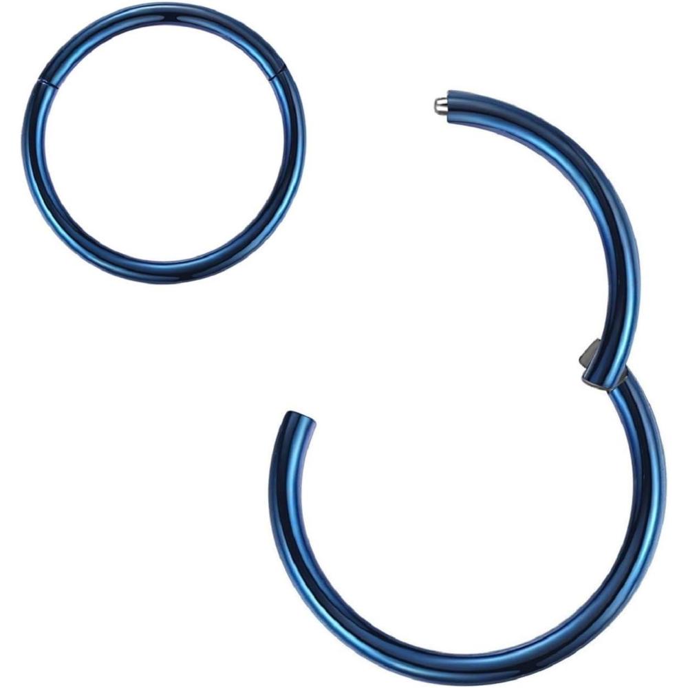 imageORANGELOVE Blue Nose Rings Hoop 18 Gauge Nose Ring 18g Earrings Nose Hoop Lip Rings Septum Ring Septum Clicker Helix Earrings Rook Earrings Ear Lobe Piercing Jewelry 12mm Conch Earrings