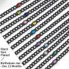 ChainsHouse Stainless Steel Curb Cuban Links Chain Anklets with Birthstone Jan – Dec 12 Months, Black/18K Gold Plated Stainless Steel Chain Anklets,22cm-27cm Adjustable, with Gift Box