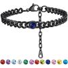 ChainsHouse Stainless Steel Curb Cuban Links Chain Anklets with Birthstone Jan – Dec 12 Months, Black/18K Gold Plated Stainless Steel Chain Anklets,22cm-27cm Adjustable, with Gift Box