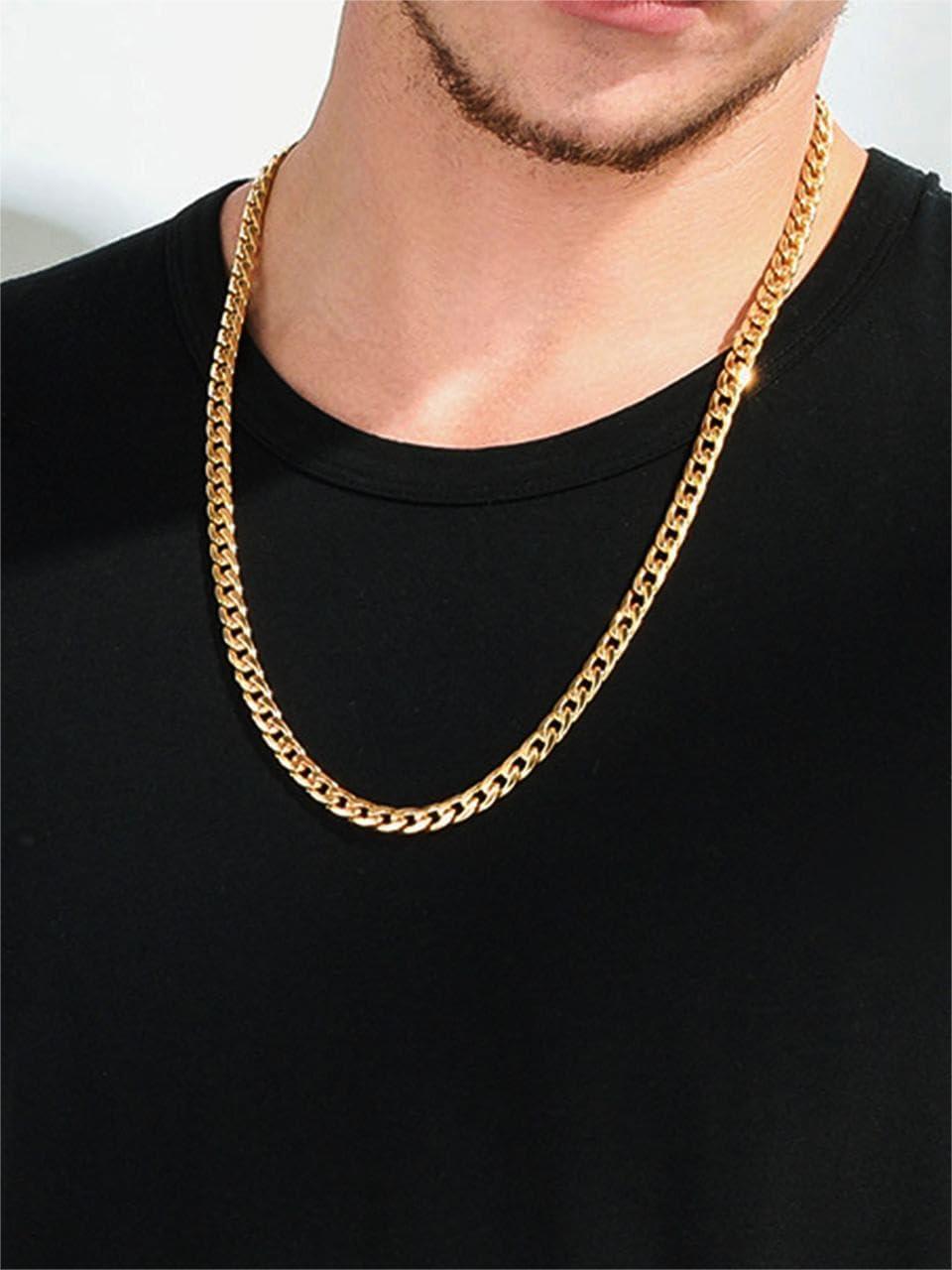 imageChainsHouse Cuban Link Chain Necklace Men Women 3mm4mm5mm8mm9mm12mm15mm Width Stainless Steel18K Gold Plated FigaroBoxCurb Neck Link Chains 1418202224262830 Length with Gift BoxI Cuban5mmgold