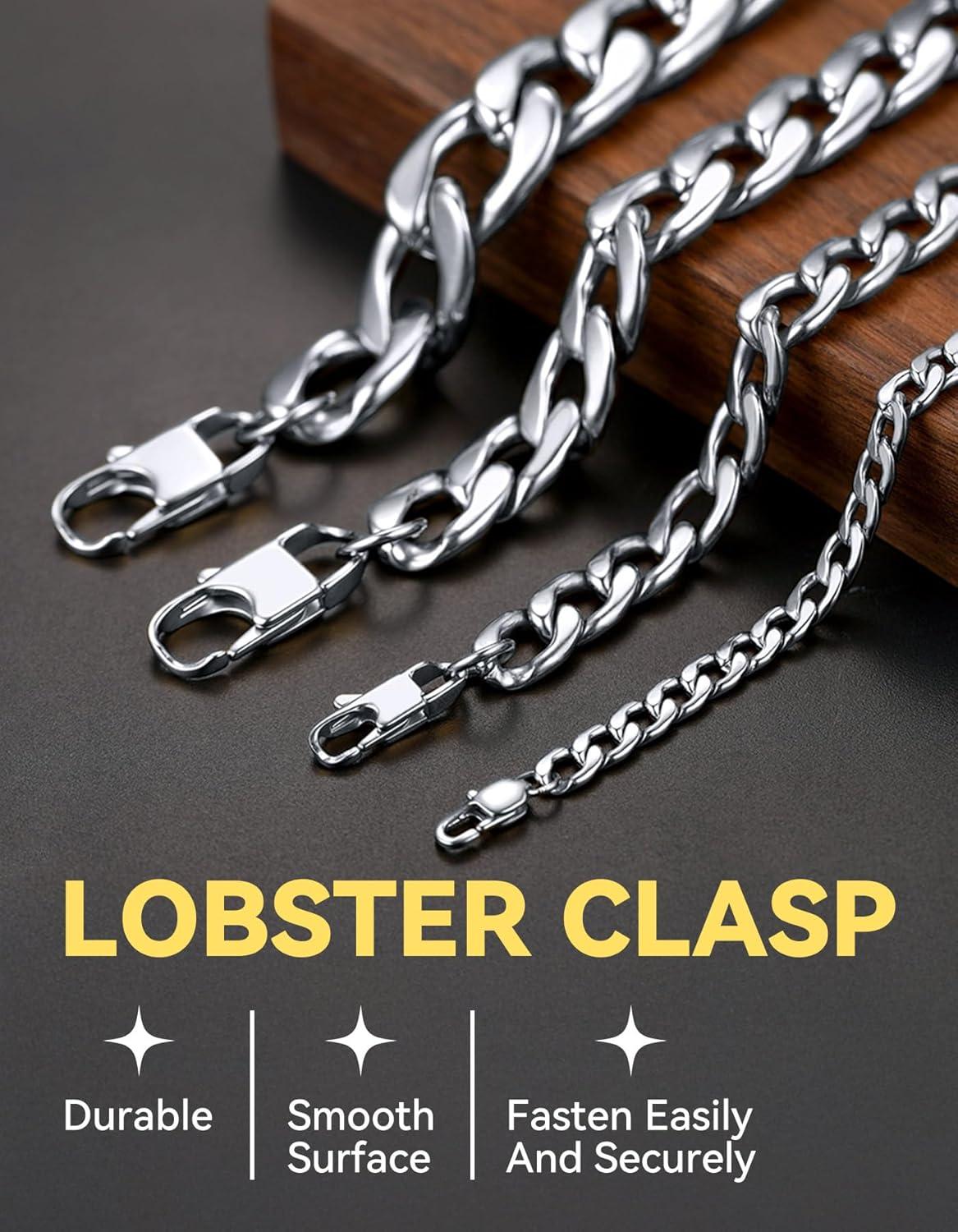 imageChainsHouse Cuban Link Chain Necklace Men Women 3mm4mm5mm8mm9mm12mm15mm Width Stainless Steel18K Gold Plated FigaroBoxCurb Neck Link Chains 1418202224262830 Length with Gift BoxC Cuban12mmsteel