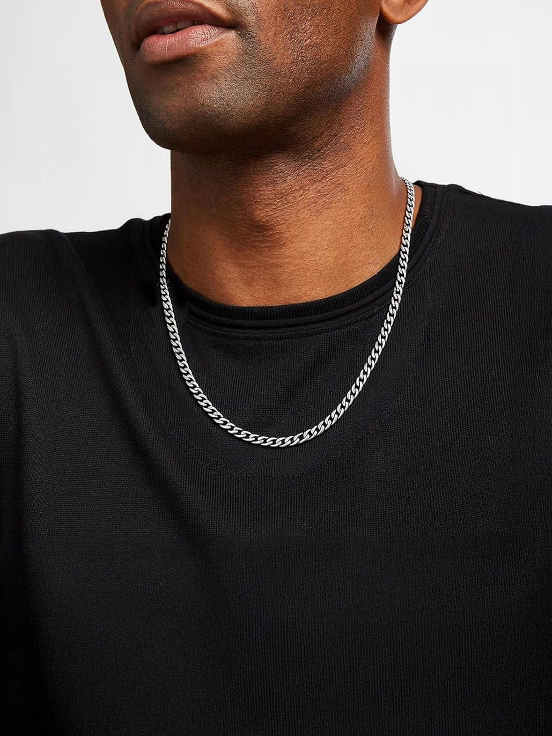 imageChainsHouse Cuban Link Chain Necklace Men Women 3mm4mm5mm8mm9mm12mm15mm Width Stainless Steel18K Gold Plated FigaroBoxCurb Neck Link Chains 1418202224262830 Length with Gift BoxA Cuban5mmsteel