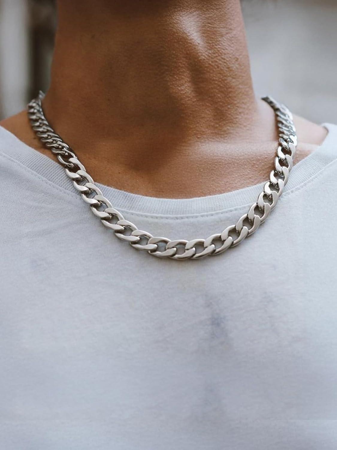 imageChainsHouse Cuban Link Chain Necklace Men Women 3mm4mm5mm8mm9mm12mm15mm Width Stainless Steel18K Gold Plated FigaroBoxCurb Neck Link Chains 1418202224262830 Length with Gift BoxC Cuban12mmsteel