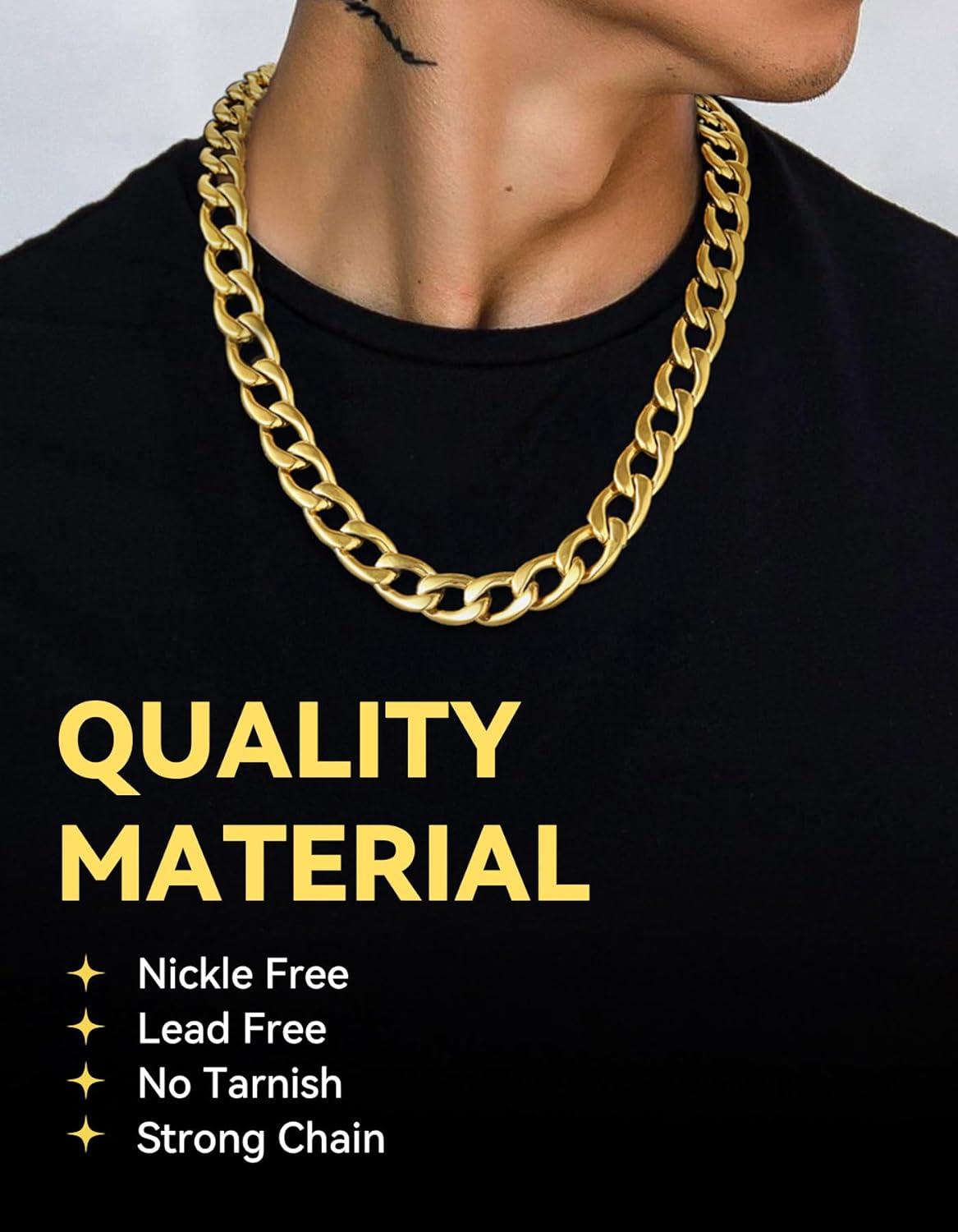 imageChainsHouse Cuban Link Chain Necklace Men Women 3mm4mm5mm8mm9mm12mm15mm Width Stainless Steel18K Gold Plated FigaroBoxCurb Neck Link Chains 1418202224262830 Length with Gift BoxL Cuban15mmgold