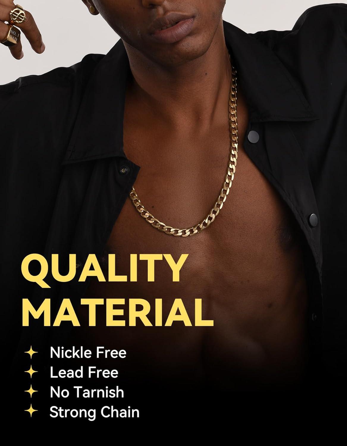 imageChainsHouse Cuban Link Chain Necklace Men Women 3mm4mm5mm8mm9mm12mm15mm Width Stainless Steel18K Gold Plated FigaroBoxCurb Neck Link Chains 1418202224262830 Length with Gift BoxJ Cuban9mmgold