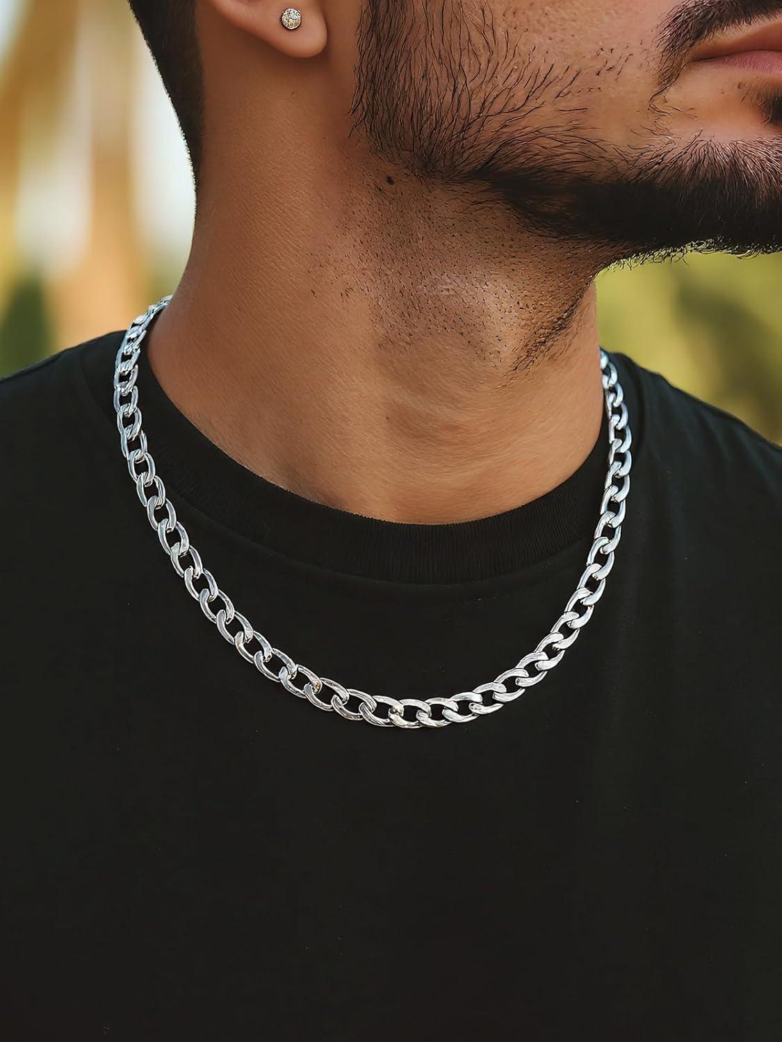 imageChainsHouse Cuban Link Chain Necklace Men Women 3mm4mm5mm8mm9mm12mm15mm Width Stainless Steel18K Gold Plated FigaroBoxCurb Neck Link Chains 1418202224262830 Length with Gift BoxB Cuban9mmsteel