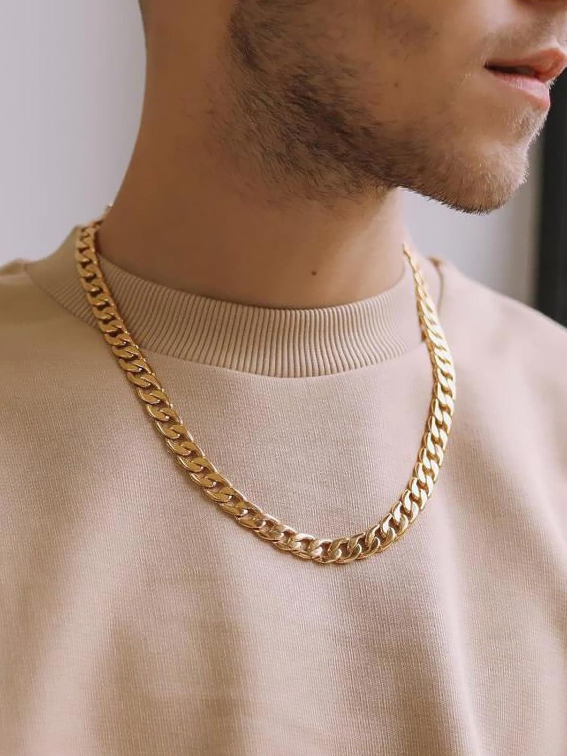 imageChainsHouse Cuban Link Chain Necklace Men Women 3mm4mm5mm8mm9mm12mm15mm Width Stainless Steel18K Gold Plated FigaroBoxCurb Neck Link Chains 1418202224262830 Length with Gift BoxK Cuban12mmgold