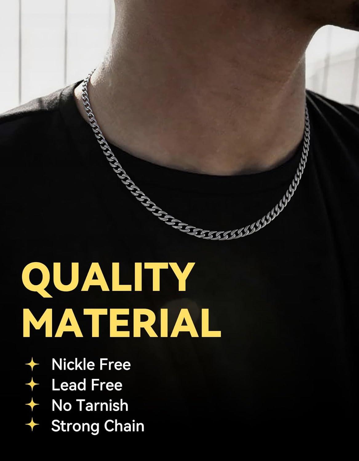 imageChainsHouse Cuban Link Chain Necklace Men Women 3mm4mm5mm8mm9mm12mm15mm Width Stainless Steel18K Gold Plated FigaroBoxCurb Neck Link Chains 1418202224262830 Length with Gift BoxA Cuban5mmsteel