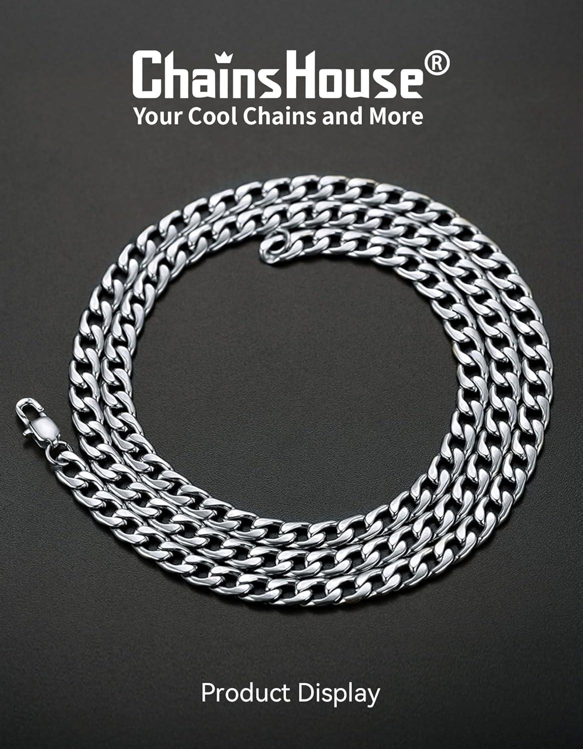 imageChainsHouse Cuban Link Chain Necklace Men Women 3mm4mm5mm8mm9mm12mm15mm Width Stainless Steel18K Gold Plated FigaroBoxCurb Neck Link Chains 1418202224262830 Length with Gift BoxA Cuban5mmsteel