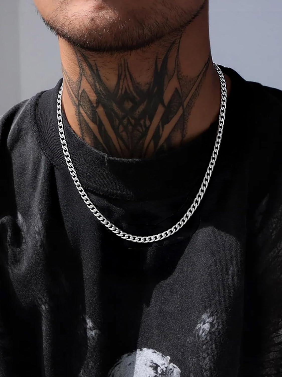 imageChainsHouse Cuban Link Chain Necklace Men Women 3mm4mm5mm8mm9mm12mm15mm Width Stainless Steel18K Gold Plated FigaroBoxCurb Neck Link Chains 1418202224262830 Length with Gift BoxA Cuban5mmsteel