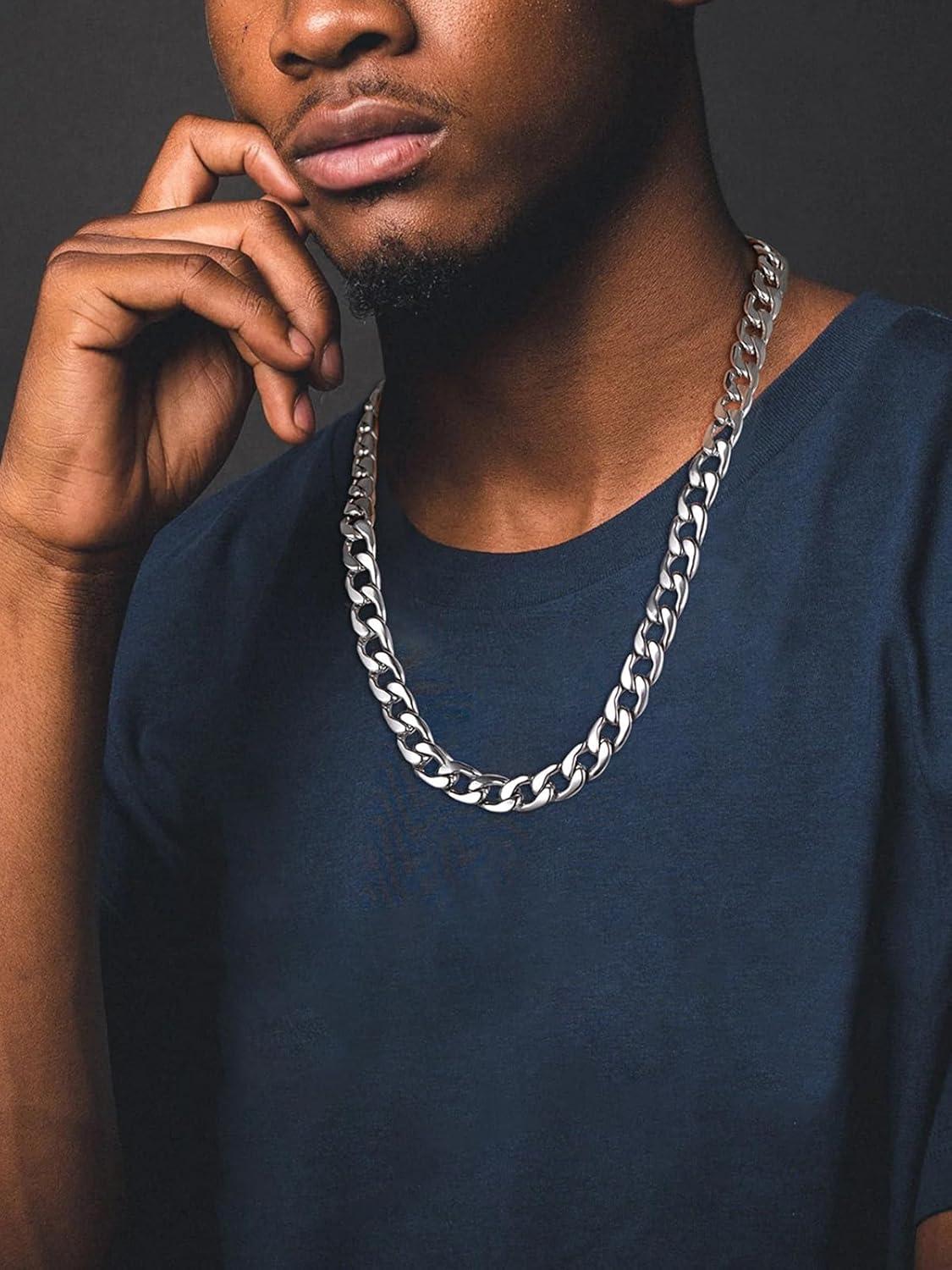 imageChainsHouse Cuban Link Chain Necklace Men Women 3mm4mm5mm8mm9mm12mm15mm Width Stainless Steel18K Gold Plated FigaroBoxCurb Neck Link Chains 1418202224262830 Length with Gift BoxC Cuban12mmsteel