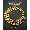 ChainsHouse Cuban Link Chain Necklace Men Women, 3mm/4mm/5mm/8mm/9mm/12mm/15mm Width, Stainless Steel/18K Gold Plated Figaro/Box/Curb Neck Link Chains, 14″/18″/20″/22″/24″/26″/28″/30″ Length, with Gift Box(L: Cuban-15mm-gold)