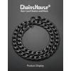 ChainsHouse Cuban Link Chain Necklace Men Women, 3mm/4mm/5mm/8mm/9mm/12mm/15mm Width, Stainless Steel/18K Gold Plated Figaro/Box/Curb Neck Link Chains, 14″/18″/20″/22″/24″/26″/28″/30″ Length, with Gift Box(G: Cuban-12mm-black)