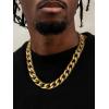 ChainsHouse Cuban Link Chain Necklace Men Women, 3mm/4mm/5mm/8mm/9mm/12mm/15mm Width, Stainless Steel/18K Gold Plated Figaro/Box/Curb Neck Link Chains, 14″/18″/20″/22″/24″/26″/28″/30″ Length, with Gift Box(L: Cuban-15mm-gold)