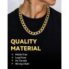 ChainsHouse Cuban Link Chain Necklace Men Women, 3mm/4mm/5mm/8mm/9mm/12mm/15mm Width, Stainless Steel/18K Gold Plated Figaro/Box/Curb Neck Link Chains, 14″/18″/20″/22″/24″/26″/28″/30″ Length, with Gift Box(L: Cuban-15mm-gold)