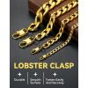 ChainsHouse Cuban Link Chain Necklace Men Women, 3mm/4mm/5mm/8mm/9mm/12mm/15mm Width, Stainless Steel/18K Gold Plated Figaro/Box/Curb Neck Link Chains, 14″/18″/20″/22″/24″/26″/28″/30″ Length, with Gift Box(L: Cuban-15mm-gold)