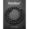 ChainsHouse Cuban Link Chain Necklace Men Women, 3mm/4mm/5mm/8mm/9mm/12mm/15mm Width, Stainless Steel/18K Gold Plated Figaro/Box/Curb Neck Link Chains, 14″/18″/20″/22″/24″/26″/28″/30″ Length, with Gift Box(H: Cuban-15mm-black)
