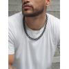 ChainsHouse Cuban Link Chain Necklace Men Women, 3mm/4mm/5mm/8mm/9mm/12mm/15mm Width, Stainless Steel/18K Gold Plated Figaro/Box/Curb Neck Link Chains, 14″/18″/20″/22″/24″/26″/28″/30″ Length, with Gift Box(F: Cuban-9mm-black)