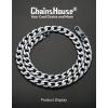 ChainsHouse Cuban Link Chain Necklace Men Women, 3mm/4mm/5mm/8mm/9mm/12mm/15mm Width, Stainless Steel/18K Gold Plated Figaro/Box/Curb Neck Link Chains, 14″/18″/20″/22″/24″/26″/28″/30″ Length, with Gift Box(C: Cuban-12mm-steel)