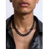 ChainsHouse Cuban Link Chain Necklace Men Women, 3mm/4mm/5mm/8mm/9mm/12mm/15mm Width, Stainless Steel/18K Gold Plated Figaro/Box/Curb Neck Link Chains, 14″/18″/20″/22″/24″/26″/28″/30″ Length, with Gift Box(H: Cuban-15mm-black)