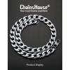 ChainsHouse Cuban Link Chain Necklace Men Women, 3mm/4mm/5mm/8mm/9mm/12mm/15mm Width, Stainless Steel/18K Gold Plated Figaro/Box/Curb Neck Link Chains, 14″/18″/20″/22″/24″/26″/28″/30″ Length, with Gift Box(D: Cuban-15mm-steel)