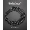 ChainsHouse Cuban Link Chain Necklace Men Women, 3mm/4mm/5mm/8mm/9mm/12mm/15mm Width, Stainless Steel/18K Gold Plated Figaro/Box/Curb Neck Link Chains, 14″/18″/20″/22″/24″/26″/28″/30″ Length, with Gift Box(F: Cuban-9mm-black)
