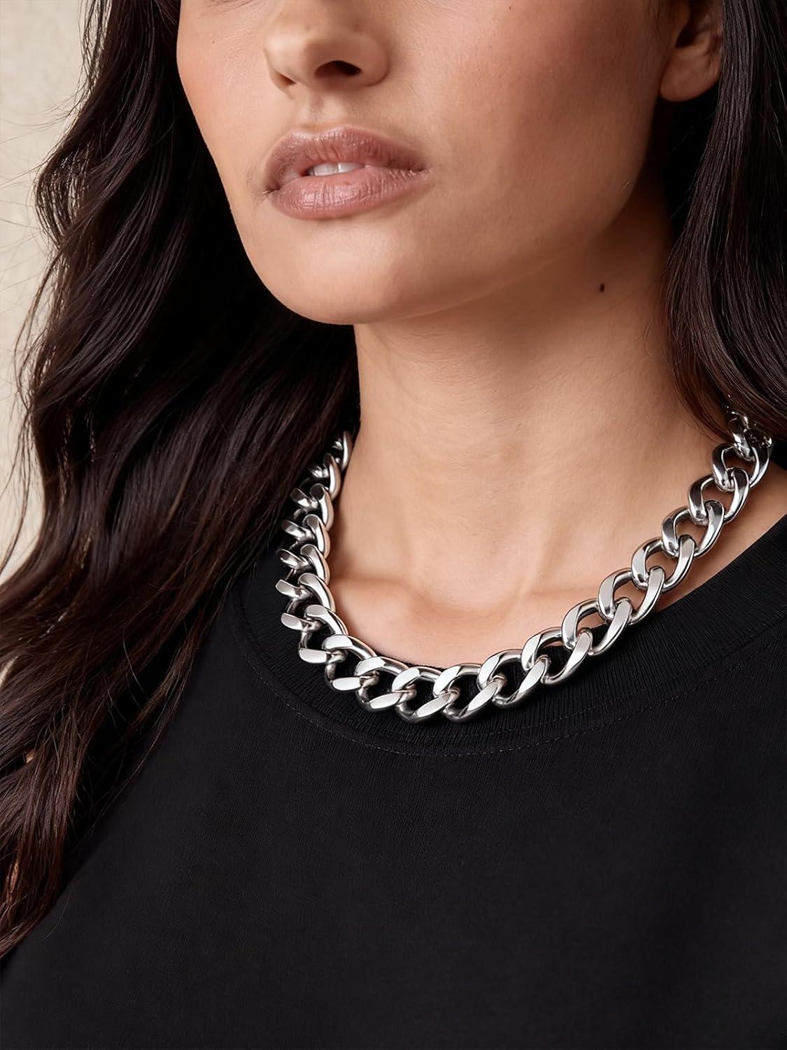 imageChainsHouse Cuban Link Chain for Women Chunky Gold Necklace Stainless SteelGold Plated Choker Necklaces for Women 121620 mm Width Thick Chain Choker Punk HipHop Jewelry1820F 20mmSteel