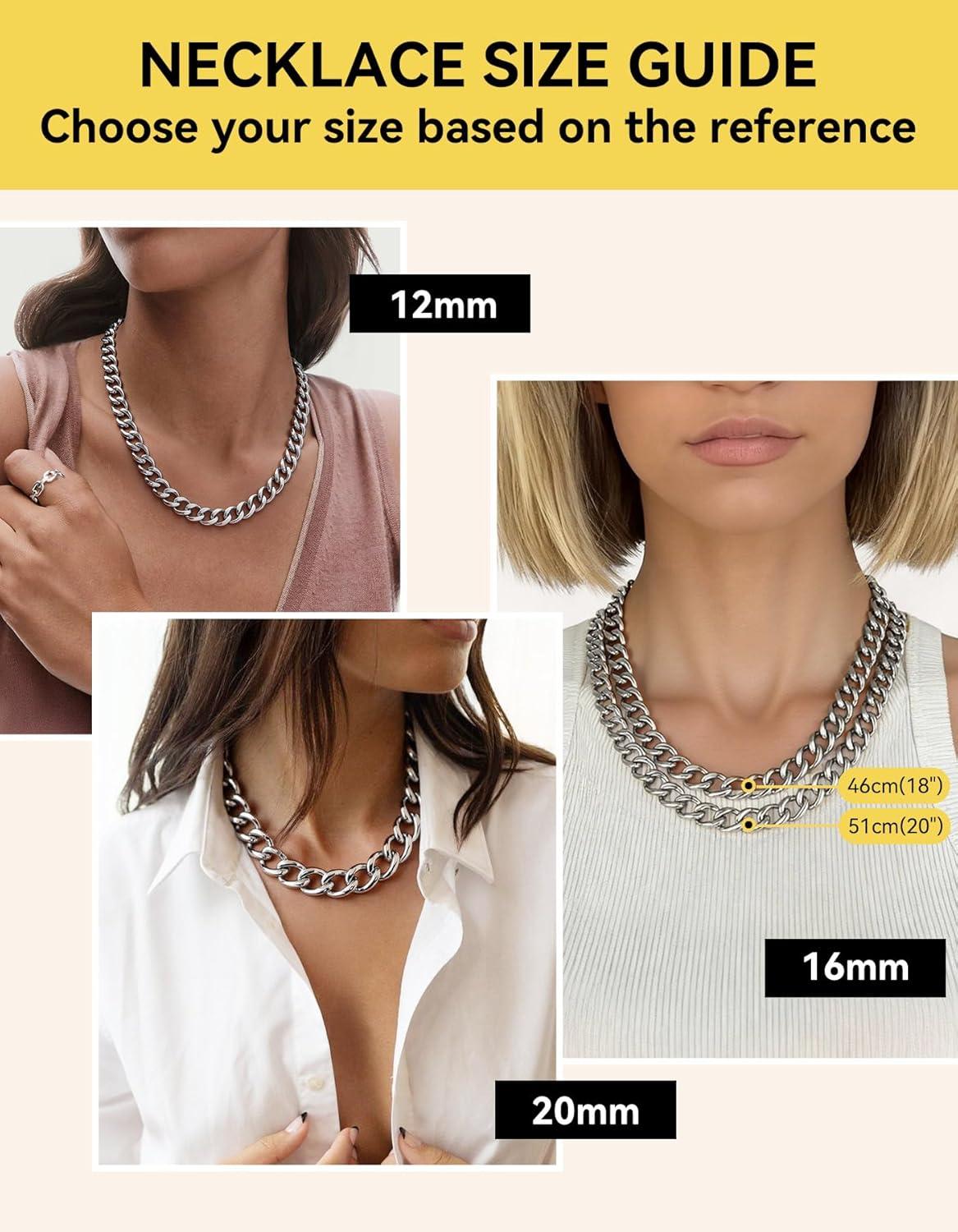 imageChainsHouse Cuban Link Chain for Women Chunky Gold Necklace Stainless SteelGold Plated Choker Necklaces for Women 121620 mm Width Thick Chain Choker Punk HipHop Jewelry1820F 20mmSteel
