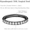 ORANGELOVE 20G 18G 16G Clear CZ Nose Ring Hoop 316L Surgical Steel Seamless Silver Septum Ring Clicker Jewelry Cartilage Earring Ear Piercing Hoop Earrings for Women Men Helix Rook Lobe Conch Tragus Daith Lip Hinged Piercing Jewelry with Cubic Zirconia(1pc/Clear CZ 18G 7mm Black)