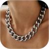ChainsHouse Cuban Link Chain for Women Chunky Gold Necklace Stainless Steel/Gold Plated Choker Necklaces for Women, 12/16/20 mm Width Thick Chain Choker Punk Hip-Hop Jewelry,18-20″(F: 20mm-Steel)