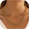 ChainsHouse Cuban Link Chain for Women Chunky Gold Necklace Stainless Steel/Gold Plated Choker Necklaces for Women, 12/16/20 mm Width Thick Chain Choker Punk Hip-Hop Jewelry,18-20″(A: 12mm-Gold)