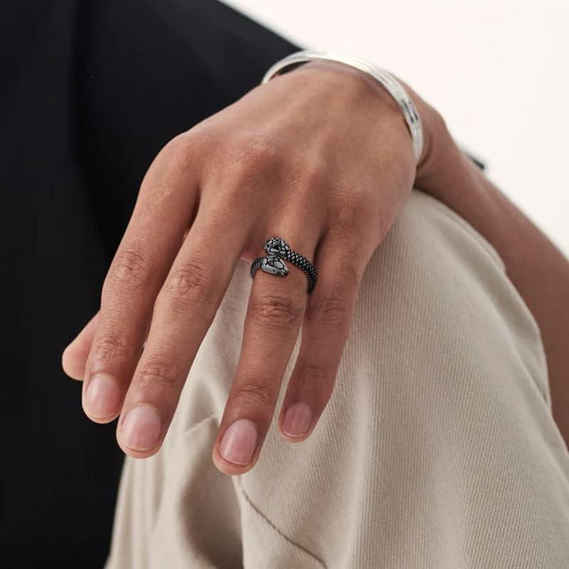 imageChainsHouse Men Women Stainless Steel18K Gold PlatedBlack Snake Ring Retro Punk Gothic Jewelry Antique Octopus Serpent Reptile Rings with Gift Box02TwoheadedBlack